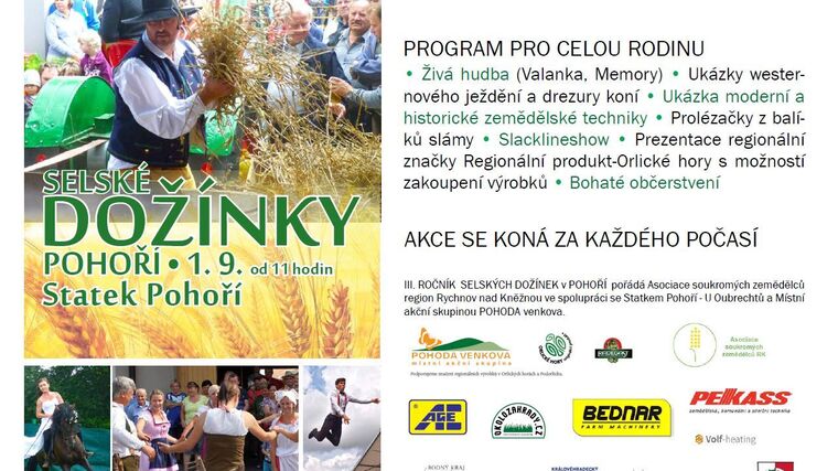 Pozvánka na dožínky ASZ Rychnov nad Kněžnou