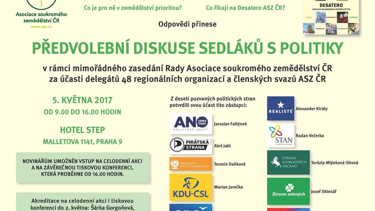 Předvolební diskuse sedláků s politiky