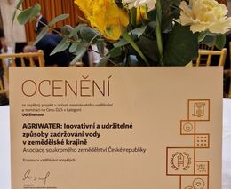 ASZ ČR získala ocenění za projekt AGRIWATER