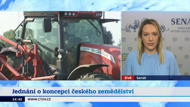 Studio ČT24: Asociace jednala v Senátu PČR o koncepci českého zemědělství