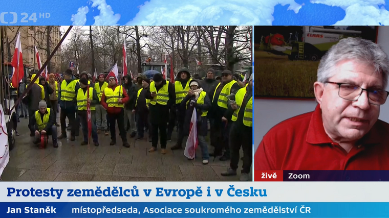 K protestům zemědělců s místopředsedou ASZ ČR Janem Staňkem ve Studiu ČT24